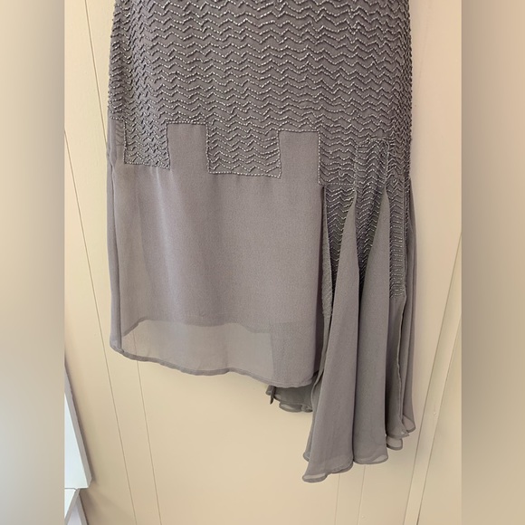 Reiss Beaded Dress Dark Taupe Size 2 - Picture 4 of 8
